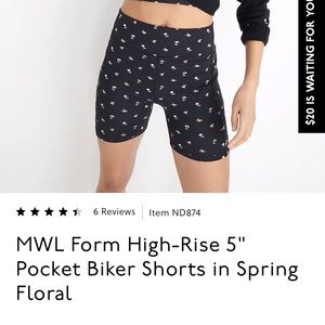 NWT Madewell floral bike shorts, Sz xxl